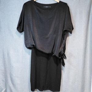 Anthropologie Amadi Mixed Material Blouson Satin Top Stretch Bodycon Skirt Sz M